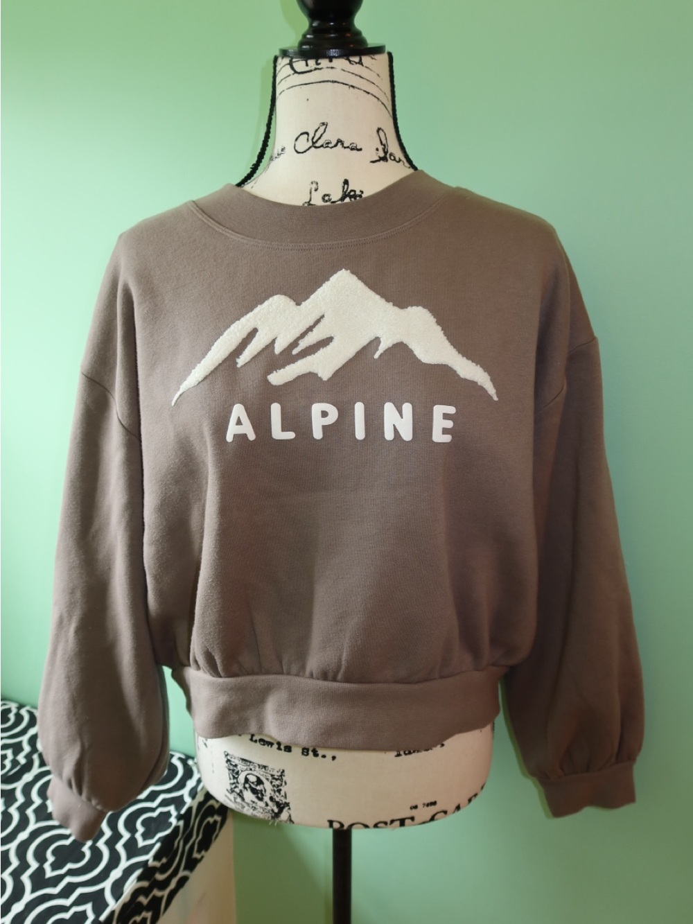 all in motion Taupe Cropped Alpine Sweatshirt with White Logo